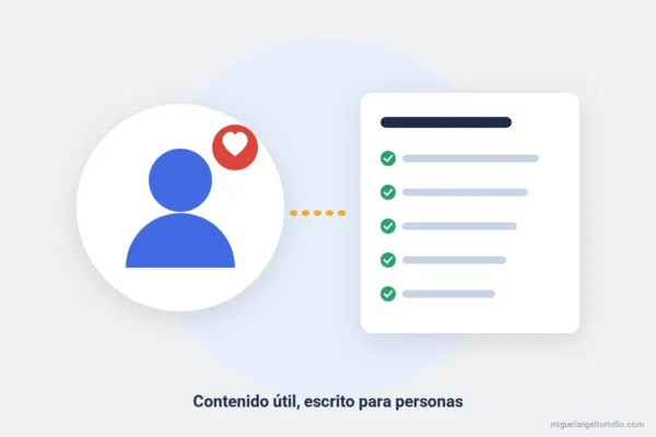 Ilustración: una persona y un documento con contenido útil verificado