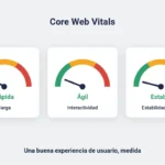 Ilustración de las Core Web Vitals: indicadores de carga, interactividad y estabilidad visual