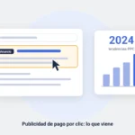 Ilustración: anuncio en resultados de búsqueda y gráfico de tendencias PPC 2024
