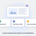 Ilustración: sitio web apoyado en contenido útil, base técnica sólida y datos estructurados para la IA generativa