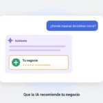Ilustración: conversación con un asistente de IA que recomienda un negocio