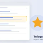 Ilustración de una página de resultados de búsqueda con una posición destacada