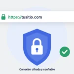 Ilustración: barra de navegador con https y escudo con candado de conexión segura